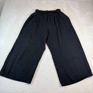 Bryn Walker Womens Small Black Tencel Wide Leg Pants Flood Pants Elastic Waist